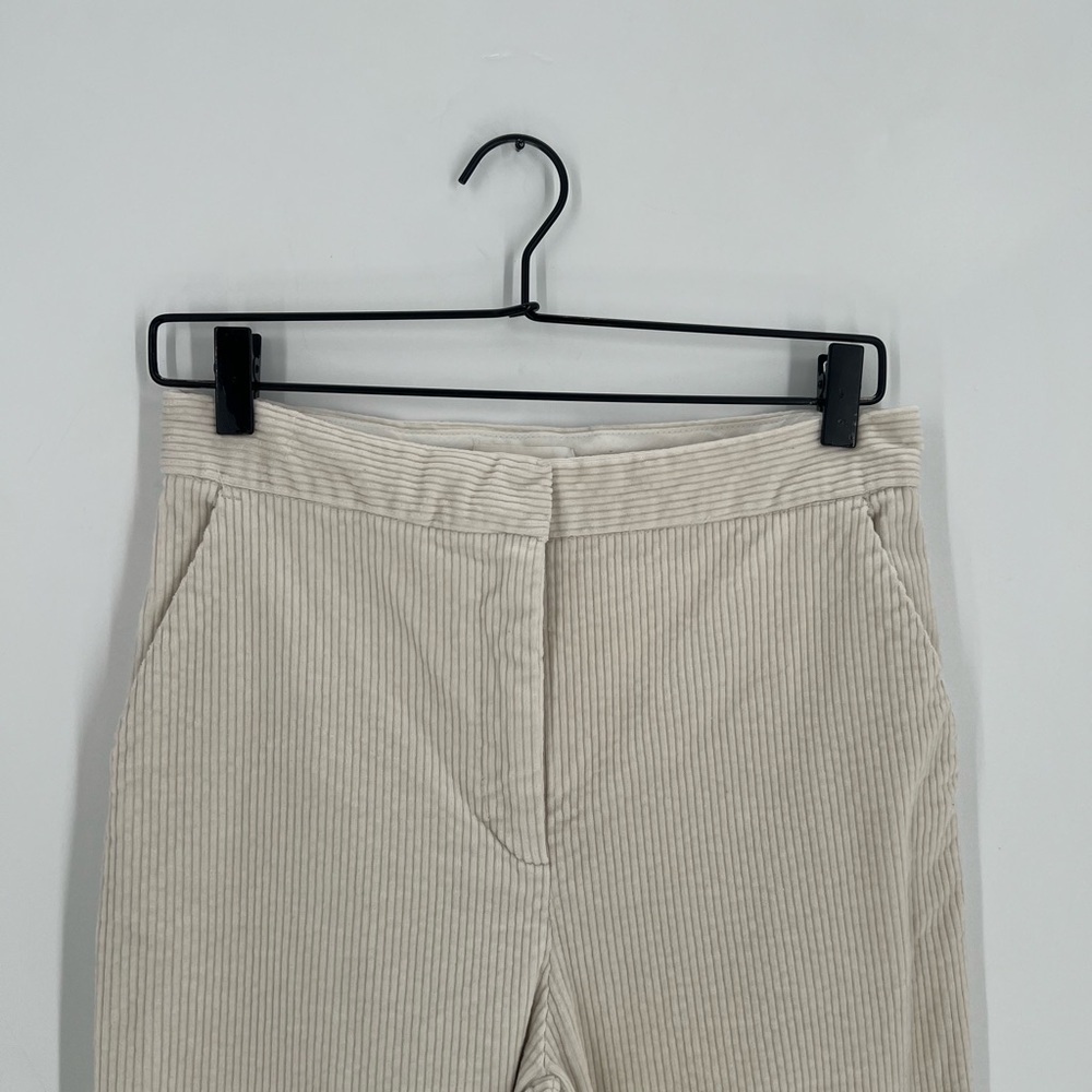 H&M Flared Corduroy High Rise Trousers In Cream